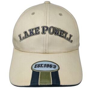J Hats Baseball Cap Beige One Size Lake Powell EST. 1963 Racing Stripes Hat